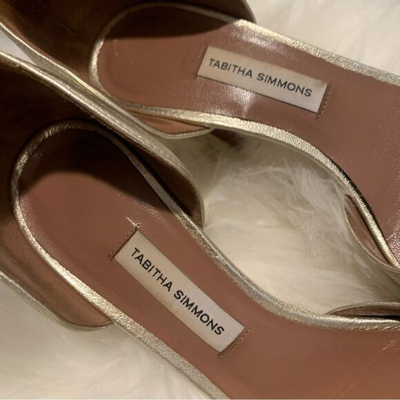 Tabitha Simmons Metallic Gold Open Toe Heel Sandals Size 5.5 - Picture 7 of 11